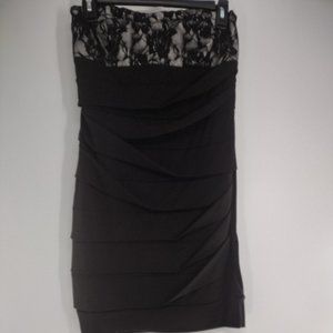Ruby Rox Black Fitted Strapless Dress with Lace Bust Size 11